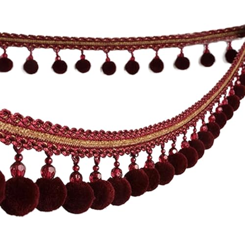 XIEweiZHI 1M Quaste Spitze Fransen Ball Vorhang Sofa Tischdecke Zubehör Spitzenbesatz Nähen DIY Dekor Band für Kleidung DIY(8) von XIEweiZHI