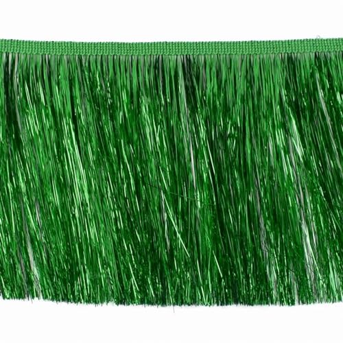 XIEweiZHI 2/5/10/20M 15cm Bunte Quaste Spitze Brillante Fransen Latin Kleid Bühne Kleidung Vorhänge trimmen Weihnachten Dekoration Versorgung für Kleidung DIY(GrassGreen,15cm-5Meters) von XIEweiZHI