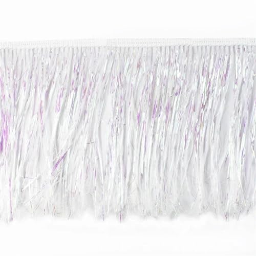 XIEweiZHI 2/5/10/20M 15cm Bunte Quaste Spitze Brillante Fransen Latin Kleid Bühne Kleidung Vorhänge trimmen Weihnachten Dekoration Versorgung für Kleidung DIY(White,15cm-5Meters) von XIEweiZHI