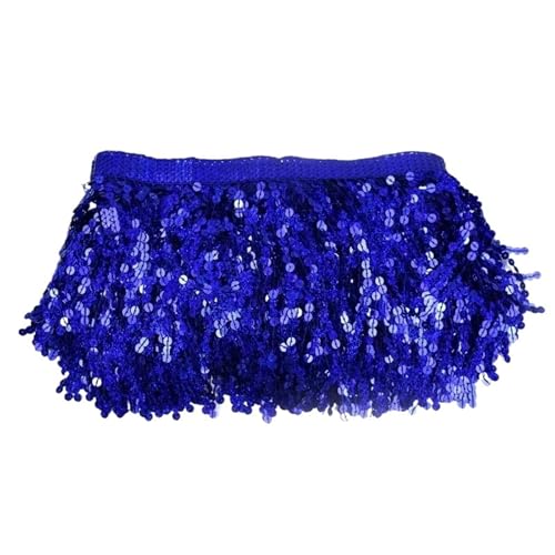 XIEweiZHI 2/5/9 Meter 16 cm Perlen-Fransenbesatz, Pailletten-Nähquaste, bestickte Fransen, Spitzenband, lateinamerikanisches Kleid, Bekleidungsbesatz-Zubehör für Kleidung DIY(Blue,16cm-2Meters) von XIEweiZHI