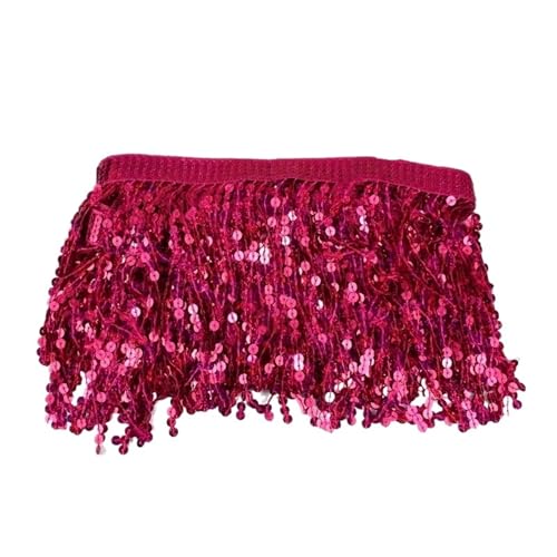 XIEweiZHI 2/5/9 Meter 16 cm Perlen-Fransenbesatz, Pailletten-Nähquaste, bestickte Fransen, Spitzenband, lateinamerikanisches Kleid, Bekleidungsbesatz-Zubehör für Kleidung DIY(Rose Red,16cm-5Meters) XIEweiZHI 2/5/9 Meter 16 cm Perlen-Fransenbesatz, Pailletten-Nähquaste, bestickte Fransen, Spitzenband, lateinamerikanisches Kleid, Bekleidungsbesatz-Zubehör für Kleidung DIY(Rose Red,16cm-5Meters) von XIEweiZHI