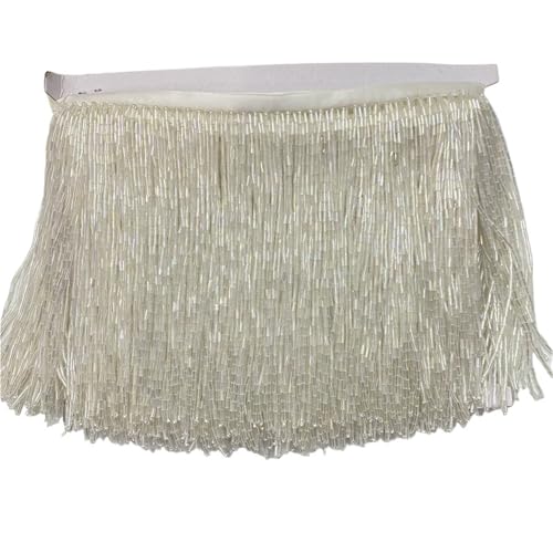 XIEweiZHI 2 Meter Perlenquaste, Quastenbesatz, Spitzenfransen, 15 cm breit, for DIY-Zubehör, Heimtextilien, Tanzband für Kleidung DIY(Color1) von XIEweiZHI