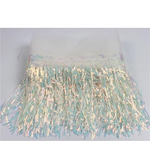 XIEweiZHI 20 cm Pailletten-Quastenfransen, Heimdekoration for Bastelarbeiten, Bekleidungszubehör, Besatz für Kleidung DIY(11 Colorful,1yard) von XIEweiZHI