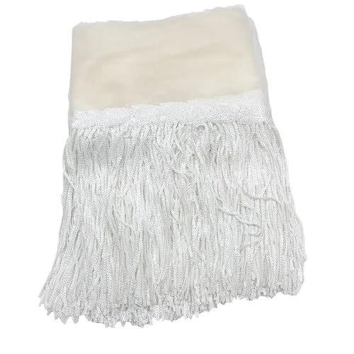 XIEweiZHI 20 cm Pailletten-Quastenfransen, Heimdekoration for Bastelarbeiten, Bekleidungszubehör, Besatz für Kleidung DIY(2 White,1yard) von XIEweiZHI