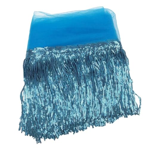 XIEweiZHI 20 cm Pailletten-Quastenfransen, Heimdekoration for Bastelarbeiten, Bekleidungszubehör, Besatz für Kleidung DIY(4 Lake Blue,3yards) von XIEweiZHI
