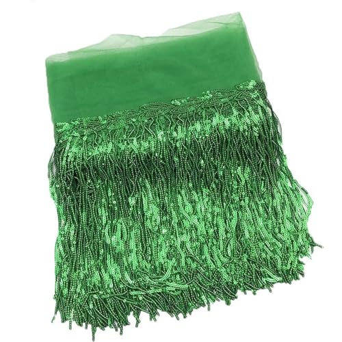 XIEweiZHI 20 cm Pailletten-Quastenfransen, Heimdekoration for Bastelarbeiten, Bekleidungszubehör, Besatz für Kleidung DIY(6 Green,4yards) von XIEweiZHI