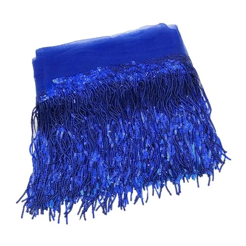 XIEweiZHI 20 cm Pailletten-Quastenfransen, Heimdekoration for Bastelarbeiten, Bekleidungszubehör, Besatz für Kleidung DIY(7 Blue,5yards) von XIEweiZHI