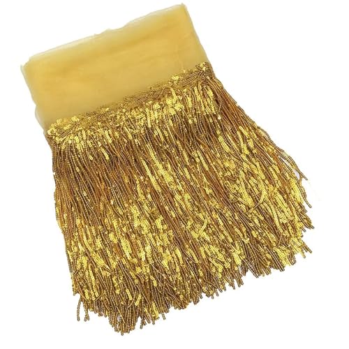 XIEweiZHI 20 cm Pailletten-Quastenfransen, Heimdekoration for Bastelarbeiten, Bekleidungszubehör, Besatz für Kleidung DIY(9 Yellow,5yards) von XIEweiZHI