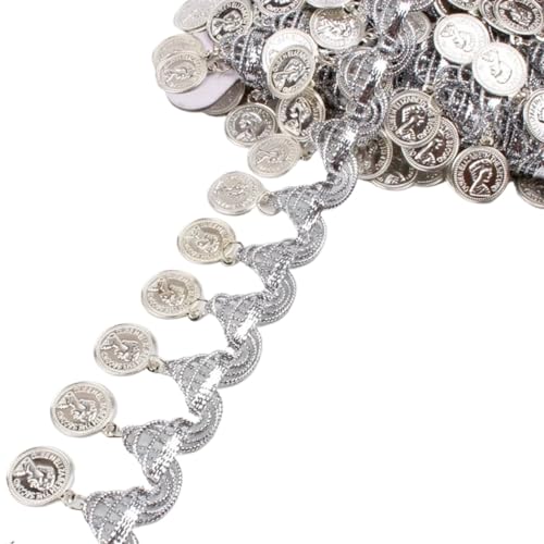 XIEweiZHI 35mm 1yard Metallic Pailletten Spitzenband Fransen Quaste Spitze Tanz Hochzeit Party Kleid Nähen Stoff Dekoration Lieferant für Kleidung DIY(Silver) von XIEweiZHI