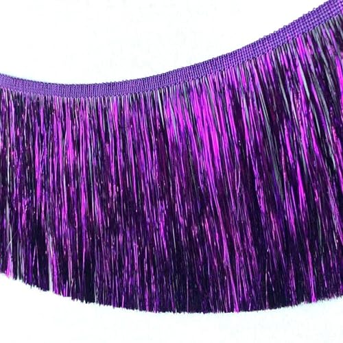 XIEweiZHI 5/10/20 Meter 15 cm Fransenquaste Spitzenfransenbesatz for lateinamerikanisches Kleid, Bühnenkleidung, Vorhänge, Zubehör, Weihnachtsdekoration für Kleidung DIY(Darkpurple,15cm-10Meters) von XIEweiZHI