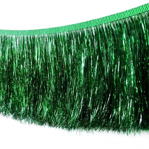 XIEweiZHI 5/10/20 Meter 15 cm Fransenquaste Spitzenfransenbesatz for lateinamerikanisches Kleid, Bühnenkleidung, Vorhänge, Zubehör, Weihnachtsdekoration für Kleidung DIY(GrassGreen,15cm-5Meters) von XIEweiZHI