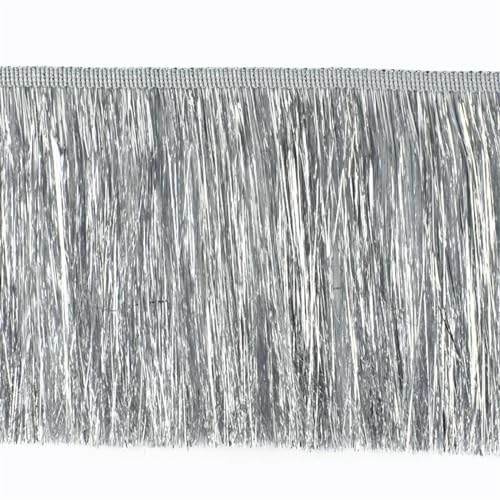 XIEweiZHI 5/10/20 Meter 15 cm Fransenquaste Spitzenfransenbesatz for lateinamerikanisches Kleid, Bühnenkleidung, Vorhänge, Zubehör, Weihnachtsdekoration für Kleidung DIY(Silver,15cm-10Meters) von XIEweiZHI