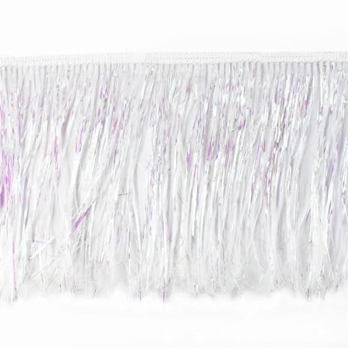 XIEweiZHI 5/10/20 Meter 15 cm Fransenquaste Spitzenfransenbesatz for lateinamerikanisches Kleid, Bühnenkleidung, Vorhänge, Zubehör, Weihnachtsdekoration für Kleidung DIY(White,15cm-5Meters) von XIEweiZHI