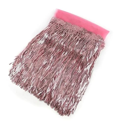 XIEweiZHI 5/10 Yards 20 cm Pailletten Quaste Fransen Borten Spitzenband Hochzeit Party Kleid Stoff DIY Handgemachte Nähen Kleidung Zubehör für Kleidung DIY(11 Pink,5 Yards) von XIEweiZHI