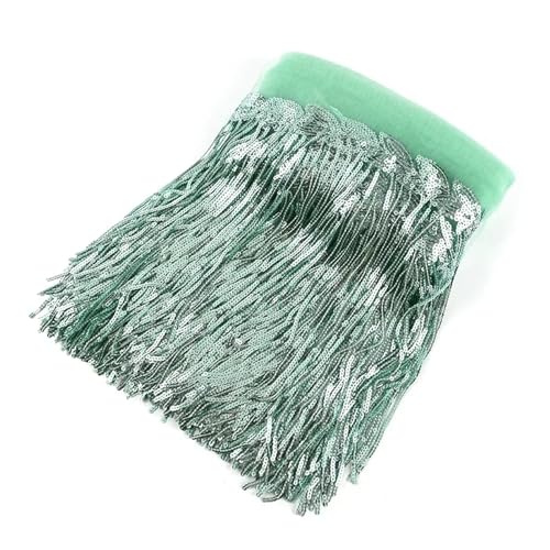 XIEweiZHI 5/10 Yards 20 cm Pailletten Quaste Fransen Borten Spitzenband Hochzeit Party Kleid Stoff DIY Handgemachte Nähen Kleidung Zubehör für Kleidung DIY(15 Mint Green,5 Yards) von XIEweiZHI