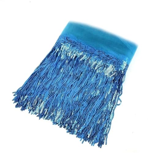 XIEweiZHI 5/10 Yards 20 cm Pailletten Quaste Fransen Borten Spitzenband Hochzeit Party Kleid Stoff DIY Handgemachte Nähen Kleidung Zubehör für Kleidung DIY(19 Blue,10 Yards) von XIEweiZHI