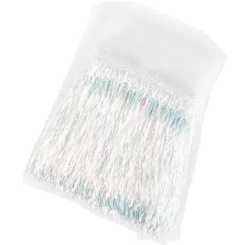 XIEweiZHI 5/10 Yards 20 cm Pailletten Quaste Fransen Borten Spitzenband Hochzeit Party Kleid Stoff DIY Handgemachte Nähen Kleidung Zubehör für Kleidung DIY(20 White,10 Yards) von XIEweiZHI