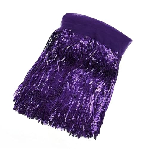 XIEweiZHI 5/10 Yards 20 cm Pailletten Quaste Fransen Borten Spitzenband Hochzeit Party Kleid Stoff DIY Handgemachte Nähen Kleidung Zubehör für Kleidung DIY(22 Bright Purple,10 Yards) von XIEweiZHI