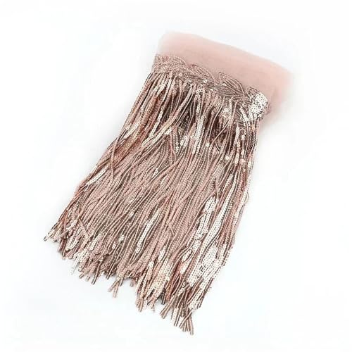 XIEweiZHI 5/10 Yards 20 cm Pailletten Quaste Fransen Borten Spitzenband Hochzeit Party Kleid Stoff DIY Handgemachte Nähen Kleidung Zubehör für Kleidung DIY(3 Rose Gold,5 Yards) von XIEweiZHI