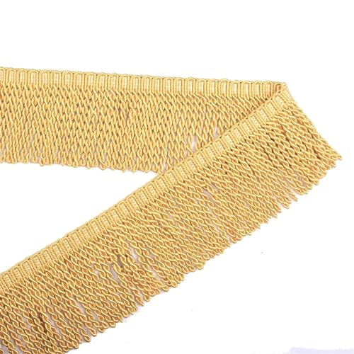 XIEweiZHI 6 m/Beutel Bullion Fransenbesatz for Zuhause, dekorativer Vorhang, Zopf, Quaste, Fransen for Nähen, DIY, Kleidung, Tasche, Sofa, Zubehör, Spitzenstoff für Kleidung DIY(Pure Gold) von XIEweiZHI