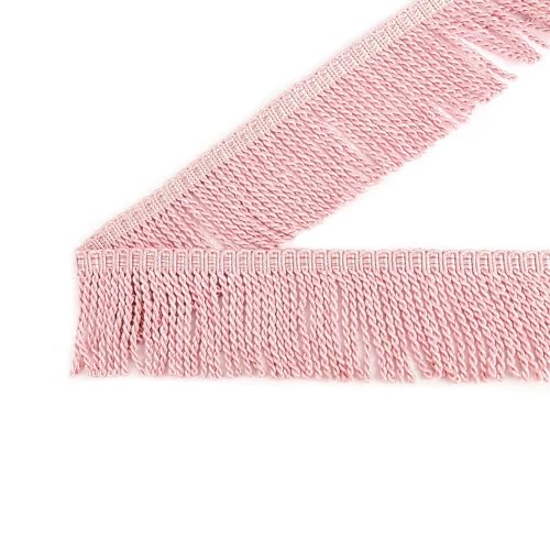 XIEweiZHI 6 m/Beutel Bullion Fransenbesatz for Zuhause, dekorativer Vorhang, Zopf, Quaste, Fransen for Nähen, DIY, Kleidung, Tasche, Sofa, Zubehör, Spitzenstoff für Kleidung DIY(Pure Pink) von XIEweiZHI