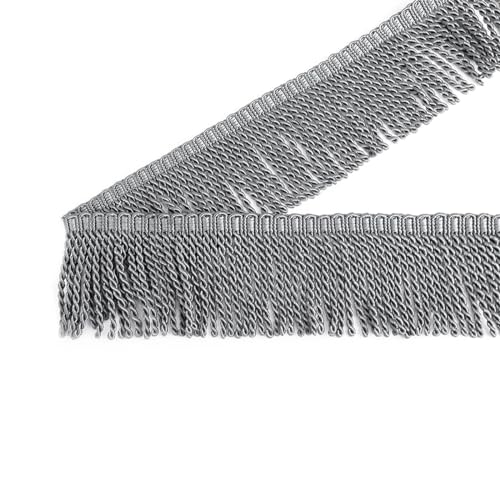 XIEweiZHI 6 m/Beutel Bullion Fransenbesatz for Zuhause, dekorativer Vorhang, Zopf, Quaste, Fransen for Nähen, DIY, Kleidung, Tasche, Sofa, Zubehör, Spitzenstoff für Kleidung DIY(Pure Silver) von XIEweiZHI