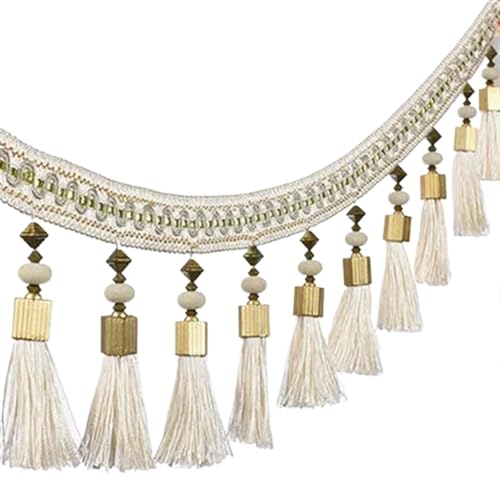 XIEweiZHI Bunter Quasten-Spitzenfransenbesatz for Vorhänge, Nähen, Besatz, Spitzenband, Heimtextilien, Dekorationszubehör für Kleidung DIY(Beige,12.5cm-1Meter) von XIEweiZHI