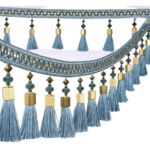 XIEweiZHI Bunter Quasten-Spitzenfransenbesatz for Vorhänge, Nähen, Besatz, Spitzenband, Heimtextilien, Dekorationszubehör für Kleidung DIY(Blue,12.5cm-1Meter) von XIEweiZHI