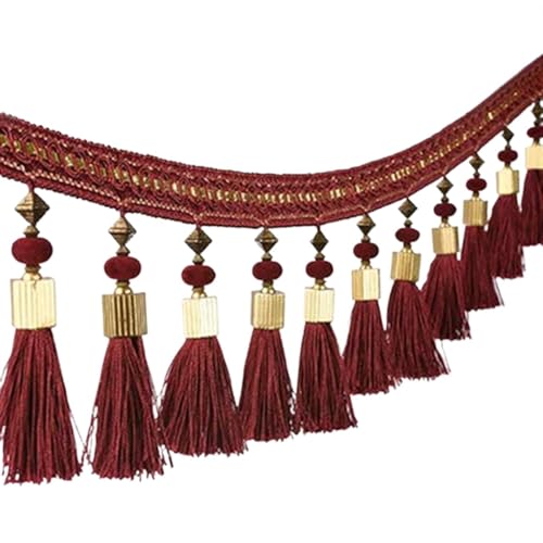 XIEweiZHI Bunter Quasten-Spitzenfransenbesatz for Vorhänge, Nähen, Besatz, Spitzenband, Heimtextilien, Dekorationszubehör für Kleidung DIY(WineRed,12.5cm-1Meter) von XIEweiZHI