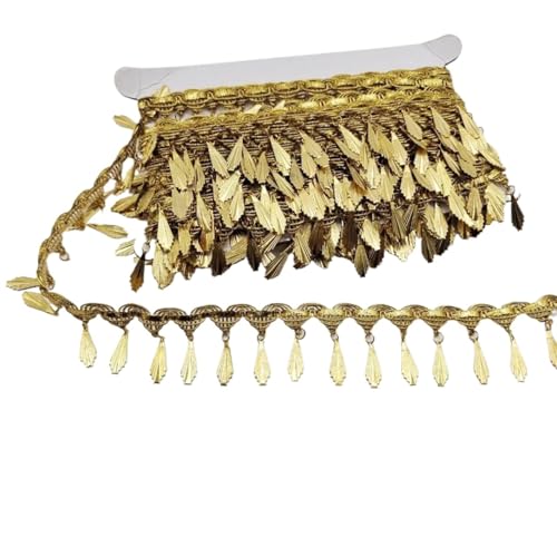 XIEweiZHI Geflochtene goldene Quaste, Spitze, Fransen, Pailletten, Paillette-Quastenband, Bühnenaufführung, Anzüge, Hochzeitskleid, Nähen, Stoffaufhänger, Fransenspitze für Kleidung DIY(D5,2Yards) XIEweiZHI Geflochtene goldene Quaste, Spitze, Fransen, Pailletten, Paillette-Quastenband, Bühnenaufführung, Anzüge, Hochzeitskleid, Nähen, Stoffaufhänger, Fransenspitze für Kleidung DIY(D5,2Yards) von XIEweiZHI