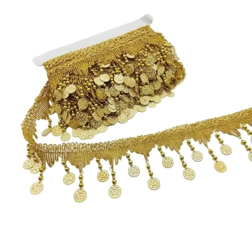 XIEweiZHI Geflochtene goldene Quaste, Spitze, Fransen, Pailletten, Paillette-Quastenband, Bühnenaufführung, Anzüge, Hochzeitskleid, Nähen, Stoffaufhänger, Fransenspitze für Kleidung DIY(A3,9Yards) XIEweiZHI Geflochtene goldene Quaste, Spitze, Fransen, Pailletten, Paillette-Quastenband, Bühnenaufführung, Anzüge, Hochzeitskleid, Nähen, Stoffaufhänger, Fransenspitze für Kleidung DIY(A3,9Yards) von XIEweiZHI