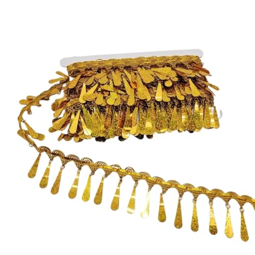 XIEweiZHI Geflochtene goldene Quaste, Spitze, Fransen, Pailletten, Paillette-Quastenband, Bühnenaufführung, Anzüge, Hochzeitskleid, Nähen, Stoffaufhänger, Fransenspitze für Kleidung DIY(F2,9Yards) XIEweiZHI Geflochtene goldene Quaste, Spitze, Fransen, Pailletten, Paillette-Quastenband, Bühnenaufführung, Anzüge, Hochzeitskleid, Nähen, Stoffaufhänger, Fransenspitze für Kleidung DIY(F2,9Yards) von XIEweiZHI
