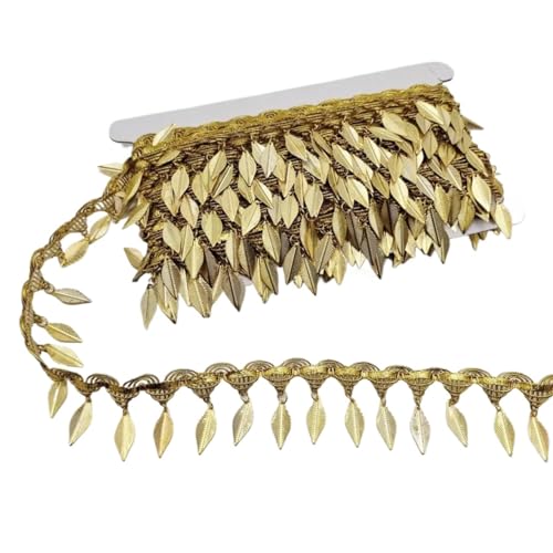 XIEweiZHI Geflochtene goldene Quaste, Spitze, Fransen, Pailletten, Paillette-Quastenband, Bühnenaufführung, Anzüge, Hochzeitskleid, Nähen, Stoffaufhänger, Fransenspitze für Kleidung DIY(D1,9Yards) XIEweiZHI Geflochtene goldene Quaste, Spitze, Fransen, Pailletten, Paillette-Quastenband, Bühnenaufführung, Anzüge, Hochzeitskleid, Nähen, Stoffaufhänger, Fransenspitze für Kleidung DIY(D1,9Yards) von XIEweiZHI