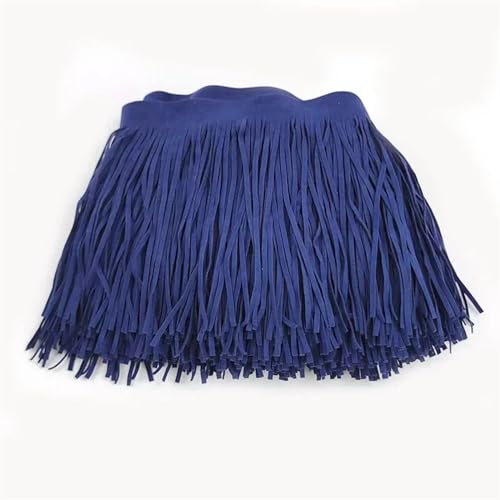 XIEweiZHI Leder Wildleder Quaste Spitze Leder Band Fransen for Tasche Kleidung Nähzubehör Manuelle Dekoration Trim für Kleidung DIY(TF005-Blue10,10cm) von XIEweiZHI