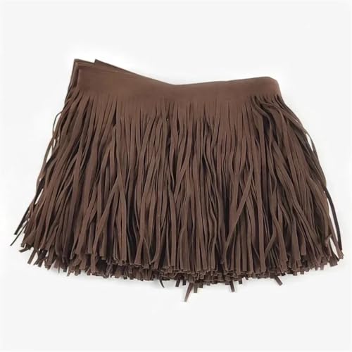 XIEweiZHI Leder Wildleder Quaste Spitze Leder Band Fransen for Tasche Kleidung Nähzubehör Manuelle Dekoration Trim für Kleidung DIY(TF005-DarkBrown70,25cm) von XIEweiZHI