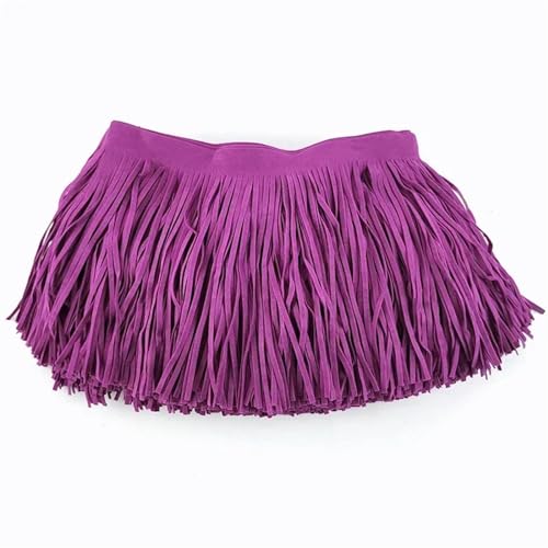 XIEweiZHI Leder Wildleder Quaste Spitze Leder Band Fransen for Tasche Kleidung Nähzubehör Manuelle Dekoration Trim für Kleidung DIY(TF005-Purple98,15cm) von XIEweiZHI