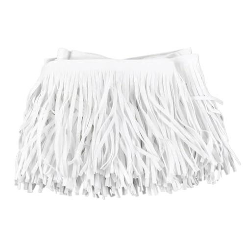 XIEweiZHI Leder Wildleder Quaste Spitze Leder Band Fransen for Tasche Kleidung Nähzubehör Manuelle Dekoration Trim für Kleidung DIY(TF005-White71,25cm) von XIEweiZHI