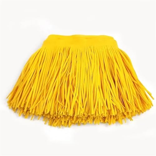 XIEweiZHI Leder Wildleder Quaste Spitze Leder Band Fransen for Tasche Kleidung Nähzubehör Manuelle Dekoration Trim für Kleidung DIY(TF005-Yellow76,10cm) von XIEweiZHI