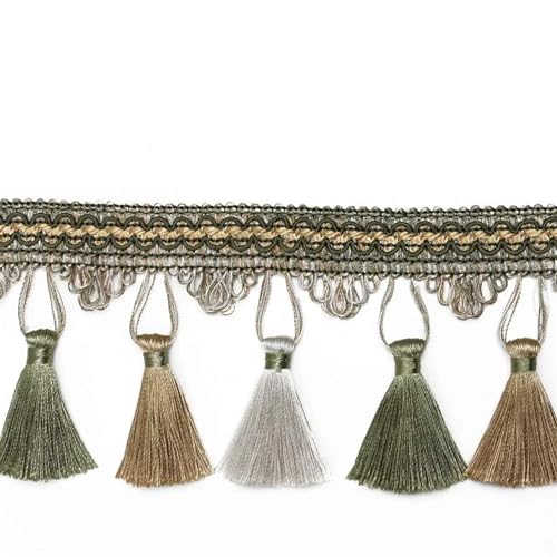 XIEweiZHI Nähen Quaste Fransen Spitze for Wohnaccessoires Trim Vorhang Faden dekorative DIY Stoff Baumwolle Fransen für Kleidung DIY(Green,3 Meter) von XIEweiZHI