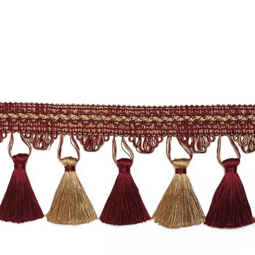 XIEweiZHI Nähen Quaste Fransen Spitze for Wohnaccessoires Trim Vorhang Faden dekorative DIY Stoff Baumwolle Fransen für Kleidung DIY(Red,3 Meter) von XIEweiZHI