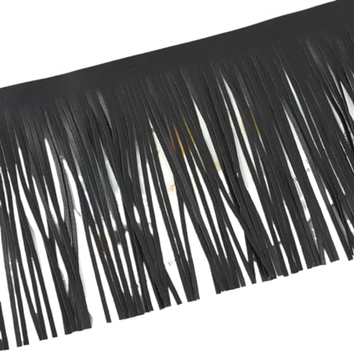 XIEweiZHI PU-Leder-Quasten-Fransenbesatz, Spitzenband for Handtaschen, Kleidung, Kleider, Dekoration, DIY-Nähzubehör, 100 cm, 20/25/30 cm für Kleidung DIY(Black,3mm-25cm) von XIEweiZHI