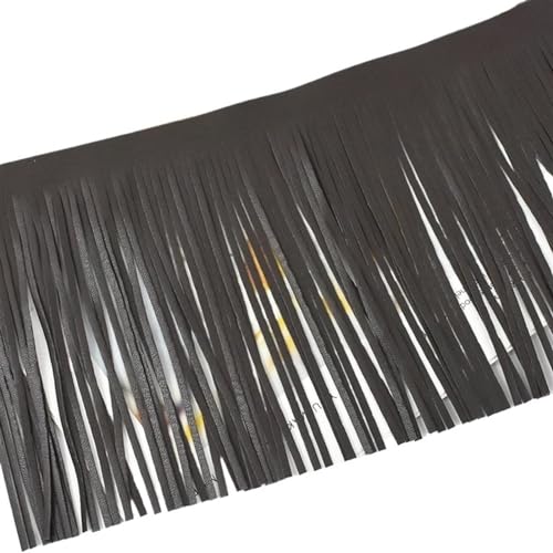 XIEweiZHI PU-Leder-Quasten-Fransenbesatz, Spitzenband for Handtaschen, Kleidung, Kleider, Dekoration, DIY-Nähzubehör, 100 cm, 20/25/30 cm für Kleidung DIY(Coffee,3mm-25cm) von XIEweiZHI
