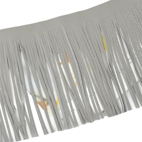 XIEweiZHI PU-Leder-Quasten-Fransenbesatz, Spitzenband for Handtaschen, Kleidung, Kleider, Dekoration, DIY-Nähzubehör, 100 cm, 20/25/30 cm für Kleidung DIY(Gray,5mm-30cm) von XIEweiZHI