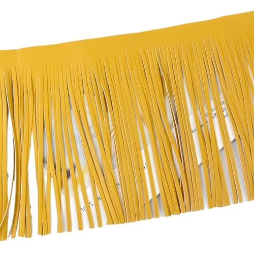XIEweiZHI PU-Leder-Quasten-Fransenbesatz, Spitzenband for Handtaschen, Kleidung, Kleider, Dekoration, DIY-Nähzubehör, 100 cm, 20/25/30 cm für Kleidung DIY(Yellow,5mm-20cm) von XIEweiZHI