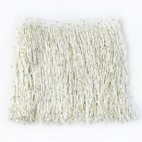 XIEweiZHI Pailletten-Fransen-Quasten-Spitze for Nähen von lateinamerikanischen Kleidern, Spitzenbesatz, DIY-Zubehör für Kleidung DIY(Beige,20cm-2Meters) von XIEweiZHI