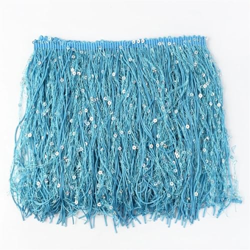 XIEweiZHI Pailletten-Fransen-Quasten-Spitze for Nähen von lateinamerikanischen Kleidern, Spitzenbesatz, DIY-Zubehör für Kleidung DIY(Lakeblue,20cm-3Meters) von XIEweiZHI
