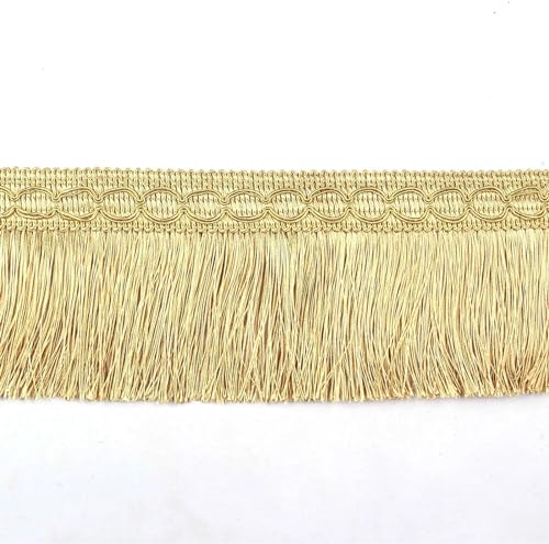 XIEweiZHI Quasten-Spitzenfransenbesatz for Nähen, DIY-Spitzenband, Seidenquasten, Goldbesatz, Kleid, Bühne, Kleidungsstück, Vorhang-Zubehör für Kleidung DIY(Gold,3 Meter) von XIEweiZHI