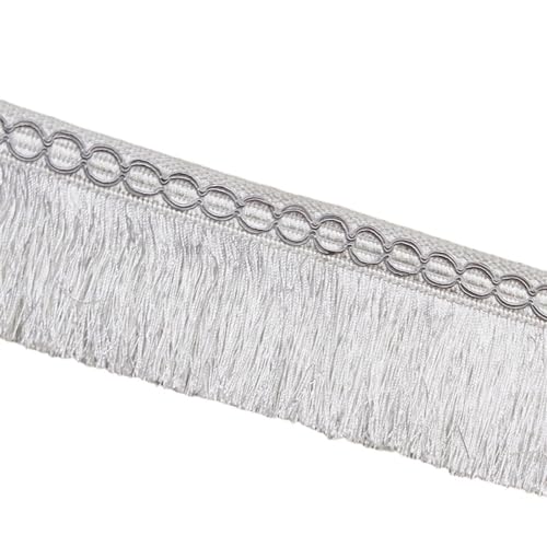 XIEweiZHI Quasten-Spitzenfransenbesatz for Nähen, DIY-Spitzenband, Seidenquasten, Goldbesatz, Kleid, Bühne, Kleidungsstück, Vorhang-Zubehör für Kleidung DIY(White,6m) von XIEweiZHI