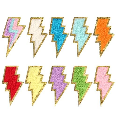 10 Stück Aufnäher Patches Blitz, Aufnäher zum Aufbügeln Bunt Applikationen zum Aufnähen Chenille Aufnäher DIY Bestickte Aufnäher für Hüte Kleidung Schuhe Taschen Jeans 10 Stück Aufnäher Patches Blitz, Aufnäher zum Aufbügeln Bunt Applikationen zum Aufnähen Chenille Aufnäher DIY Bestickte Aufnäher für Hüte Kleidung Schuhe Taschen Jeans von XIHIRCD