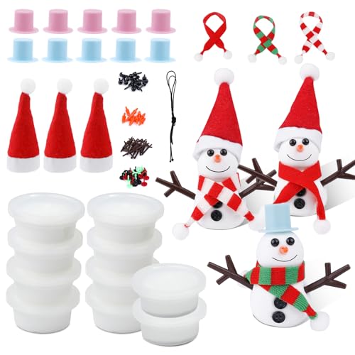 10 Stück Schneemann Bauen Set, Weihnachtsbasteleien für Kinder Schneemannherstellung Dekorieren Modelliermasse Schneemann-DIY-Kit Weihnachtsstrumpffüller für Winter Urlaub Party Aktivitäten von XIHIRCD